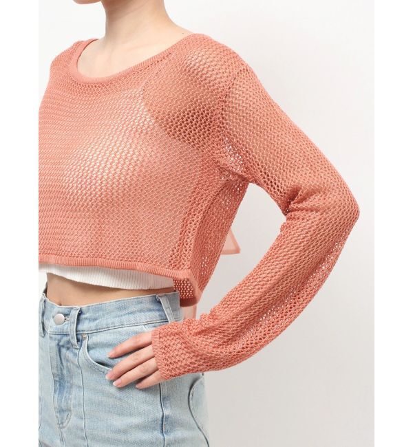 RESEXXY「透かし編みクロップドニットトップス」|ニット・セーター|
