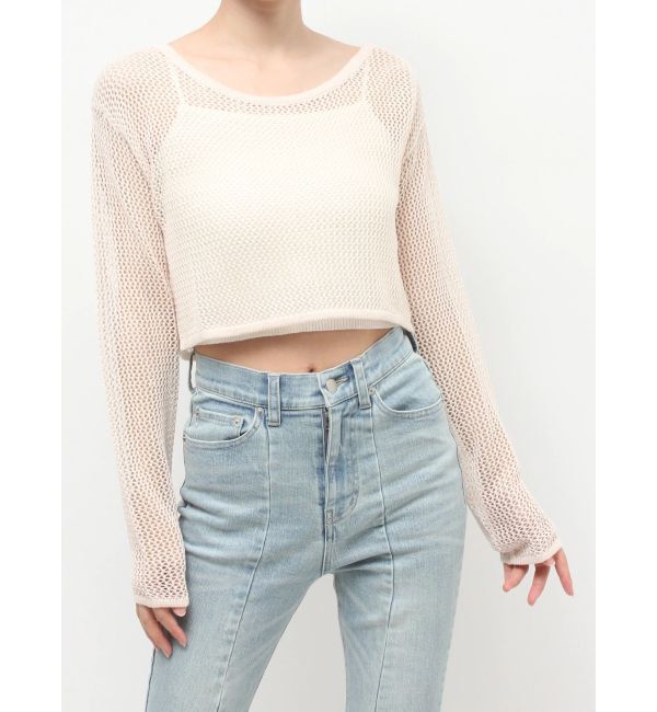 RESEXXY「透かし編みクロップドニットトップス」|ニット・セーター|