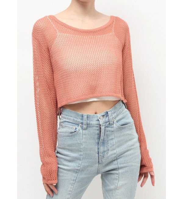 RESEXXY「透かし編みクロップドニットトップス」|ニット・セーター|