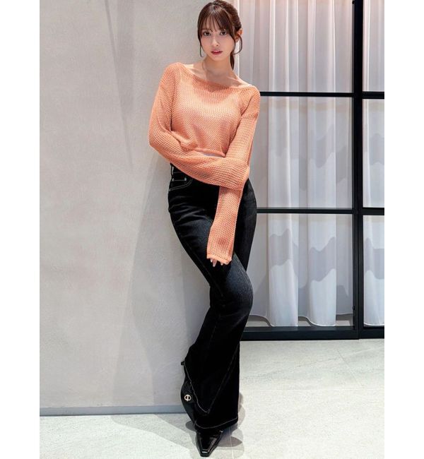 RESEXXY「透かし編みクロップドニットトップス」|ニット・セーター|