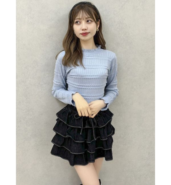 dazzlin「バックリボンプチフリルニットトップス」|ニット・セーター|