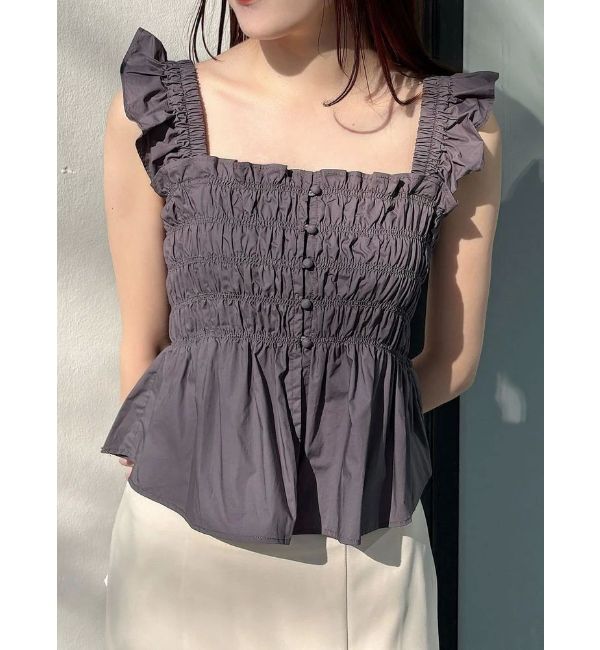 MERCURYDUO「シャーリングフリルバックシャンブラウス」|シャツ・ブラウス|