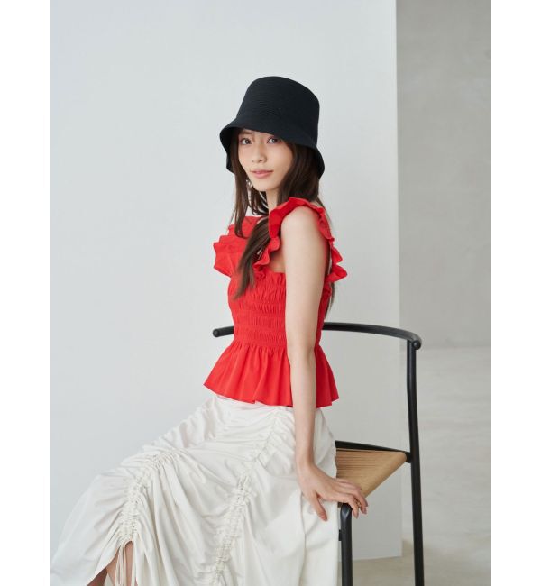 MERCURYDUO「シャーリングフリルバックシャンブラウス」|シャツ・ブラウス|