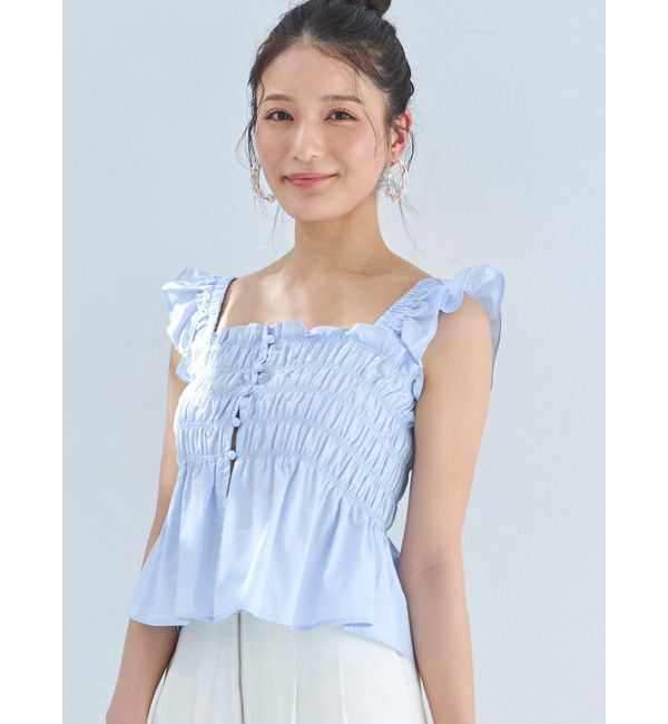 MERCURYDUO「シャーリングフリルバックシャンブラウス」|シャツ・ブラウス|