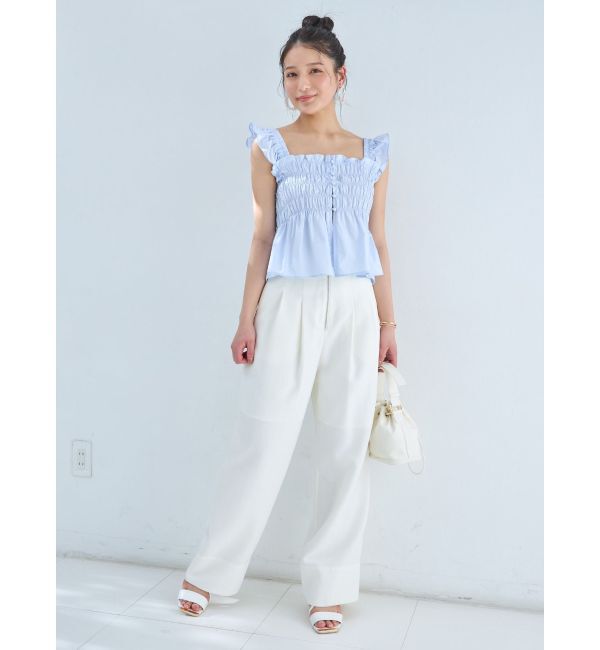 MERCURYDUO「シャーリングフリルバックシャンブラウス」|シャツ・ブラウス|