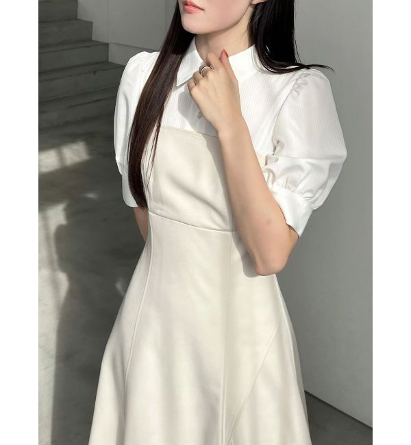 MERCURYDUO「シャツドッキングベアワンピース」|ワンピース|