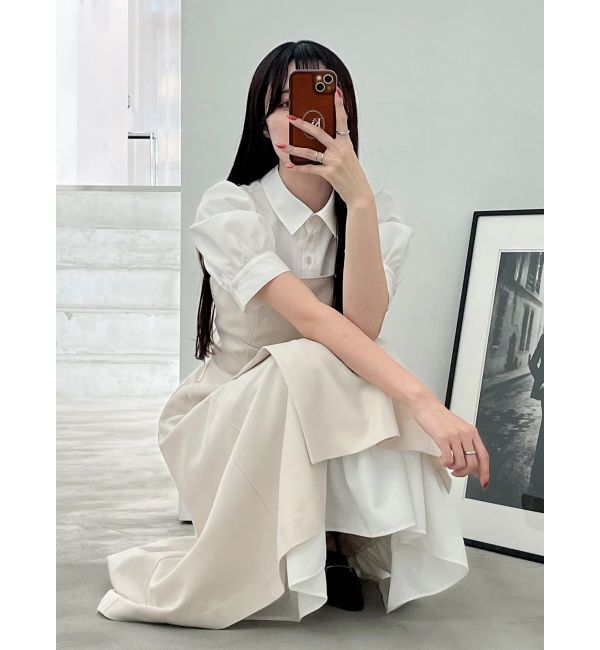 MERCURYDUO「シャツドッキングベアワンピース」|ワンピース|