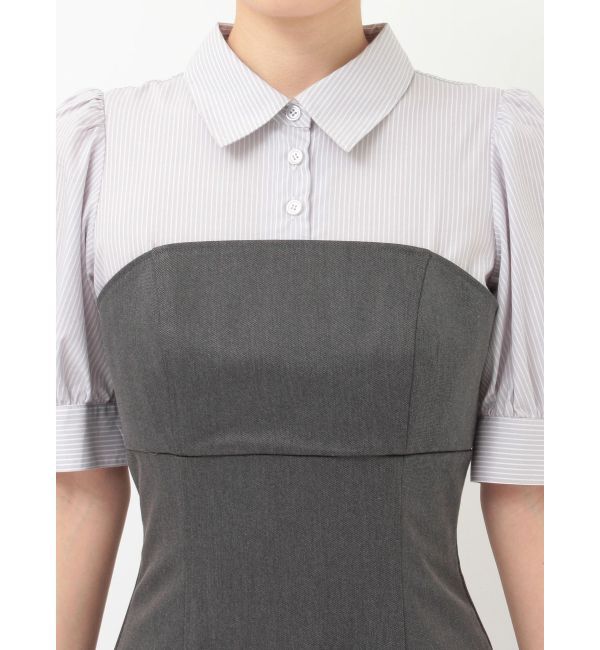 MERCURYDUO「シャツドッキングベアワンピース」|ワンピース|