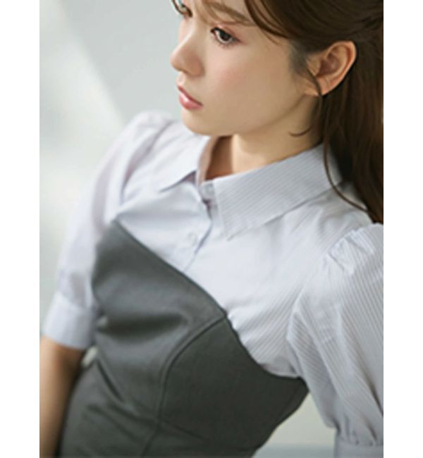 MERCURYDUO「シャツドッキングベアワンピース」|ワンピース|