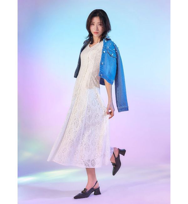 MERCURYDUO「レースパイピングロングワンピース」|ワンピース|