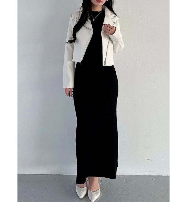 MERCURYDUO「異素材スリーブリブマーメイドワンピース」|ワンピース|