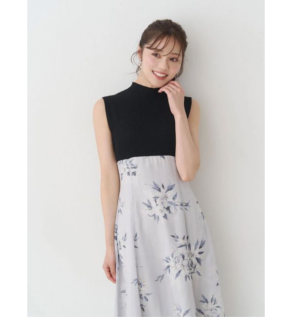 MERCURYDUO「花柄ドッキングバックレースアップワンピース」|ワンピース|