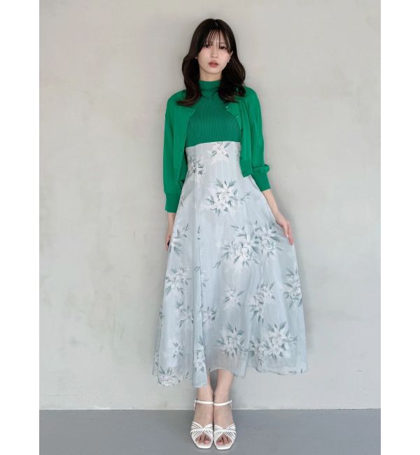 MERCURYDUO「花柄ドッキングバックレースアップワンピース」|ワンピース|