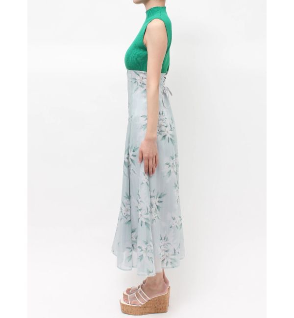 MERCURYDUO「花柄ドッキングバックレースアップワンピース」|ワンピース|