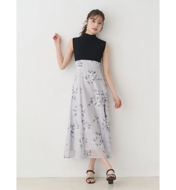 MERCURYDUO「花柄ドッキングバックレースアップワンピース」|ワンピース|