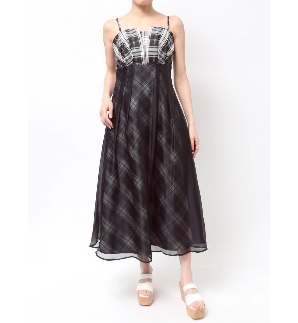 MERCURYDUO「チェックシアーレイヤードキャミワンピース」|ワンピース|アイボリー