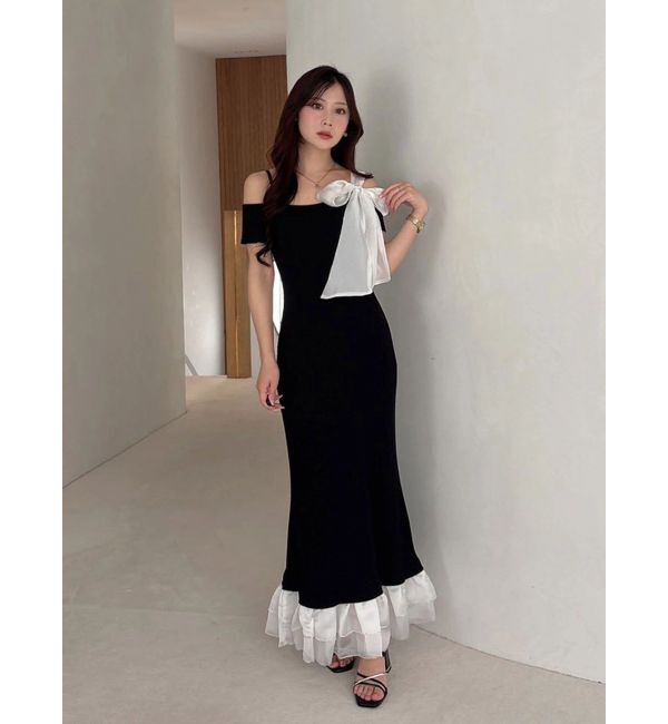 MERCURYDUO「ワンショルリボンティアードニットワンピース」|ワンピース|