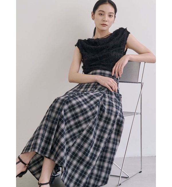 LAGUNAMOON「チェックタックフレアスカート」|スカート|