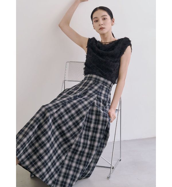 LAGUNAMOON「チェックタックフレアスカート」|スカート|