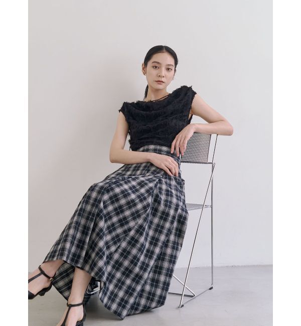 LAGUNAMOON「チェックタックフレアスカート」|スカート|