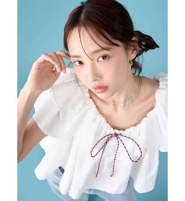 LAGUNAMOON「【FILA別注】フリルオフショルブラウス」|シャツ・ブラウス|