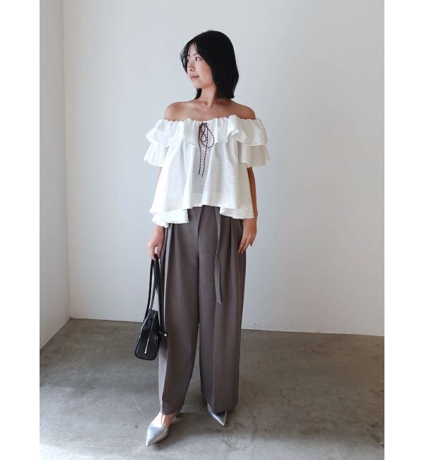 LAGUNAMOON「【FILA別注】フリルオフショルブラウス」|シャツ・ブラウス|