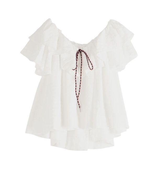 LAGUNAMOON「【FILA別注】フリルオフショルブラウス」|シャツ・ブラウス|