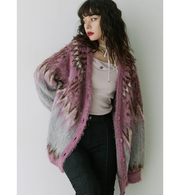 jouetie「パターンモヘアライクルーズカーデ」|カーディガン|