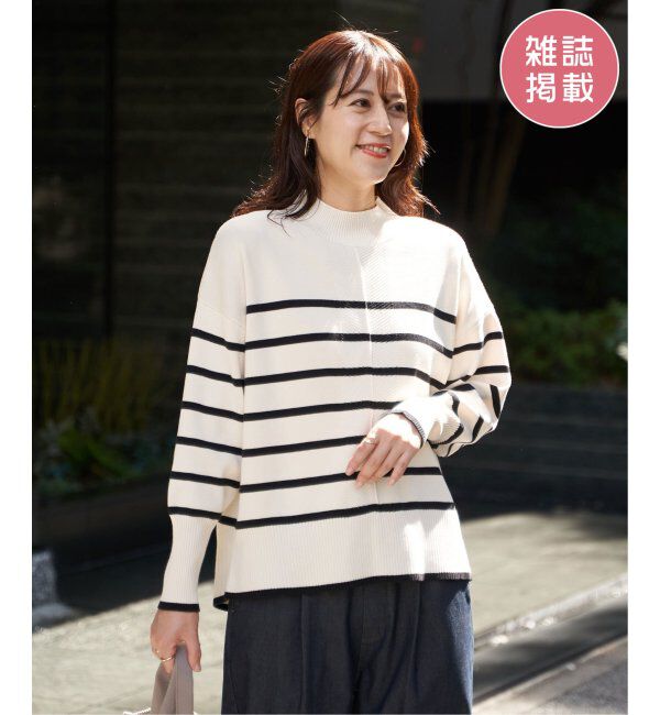 ikka「コットンミックスバックスリットニット」|プルオーバー|オフホワイト