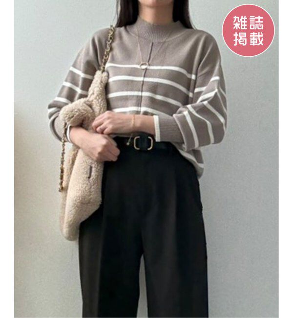 ikka「コットンミックスバックスリットニット」|プルオーバー|