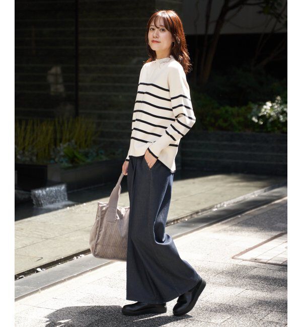 ikka「コットンミックスバックスリットニット」|プルオーバー|