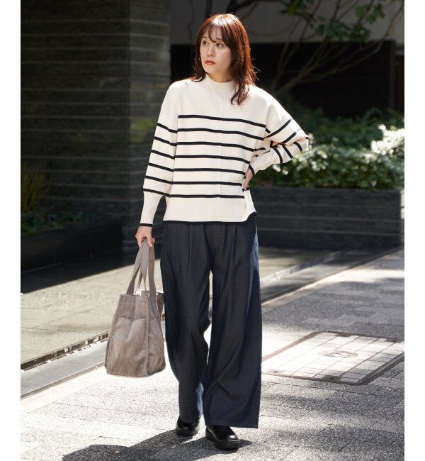 ikka「コットンミックスバックスリットニット」|プルオーバー|