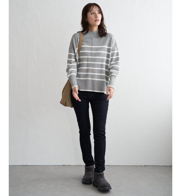 ikka「コットンミックスバックスリットニット」|プルオーバー|