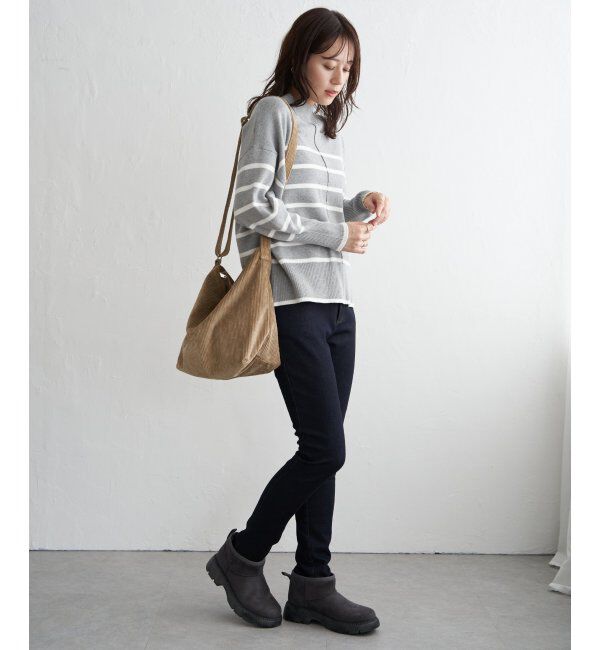 ikka「コットンミックスバックスリットニット」|プルオーバー|