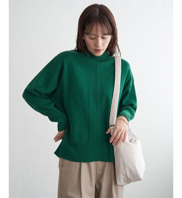 ikka「コットンミックスバックスリットニット」|プルオーバー|