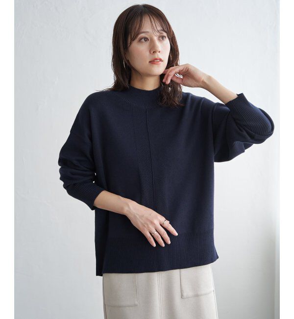 ikka「コットンミックスバックスリットニット」|プルオーバー|