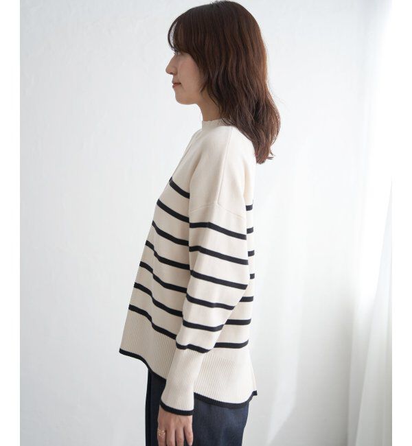 ikka「コットンミックスバックスリットニット」|プルオーバー|