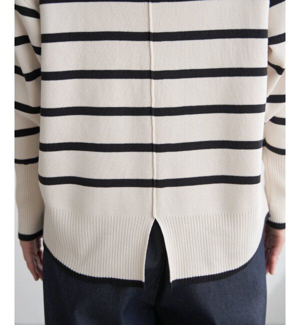 ikka「コットンミックスバックスリットニット」|プルオーバー|