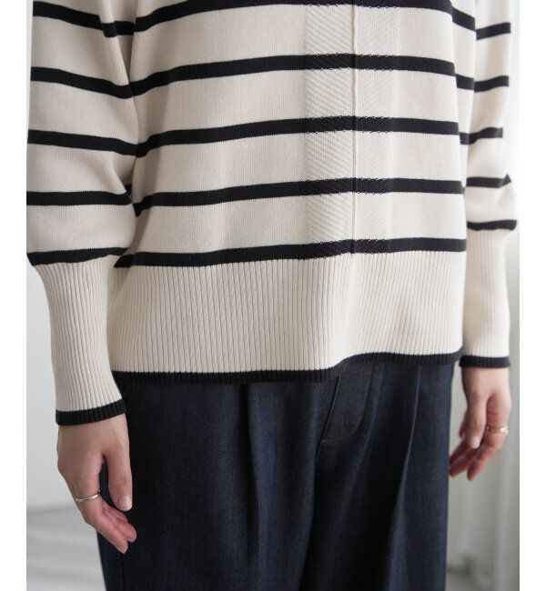 ikka「コットンミックスバックスリットニット」|プルオーバー|