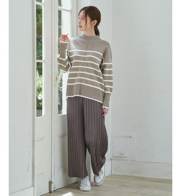 ikka「コットンミックスバックスリットニット」|プルオーバー|