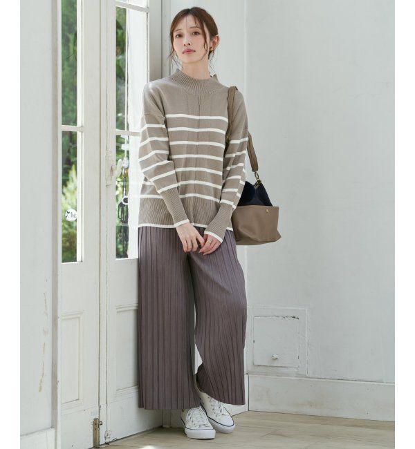 ikka「コットンミックスバックスリットニット」|プルオーバー|