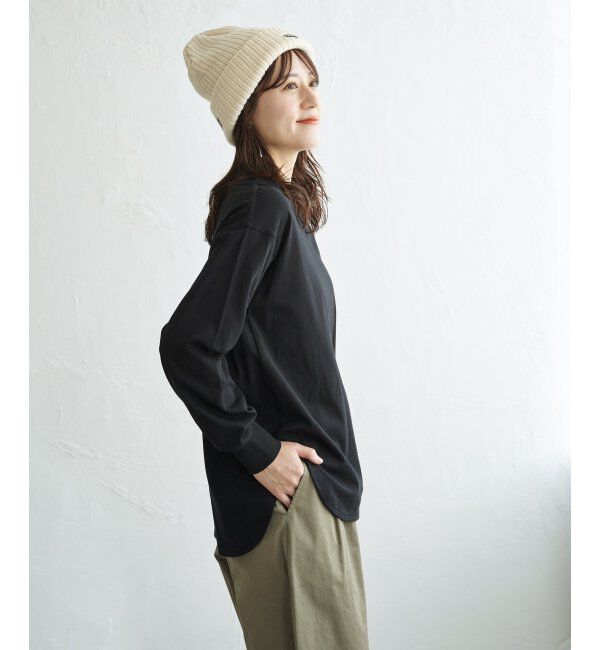 ikka「コットンUVケア裾ラウンドロンT」|Tシャツ・カットソー|