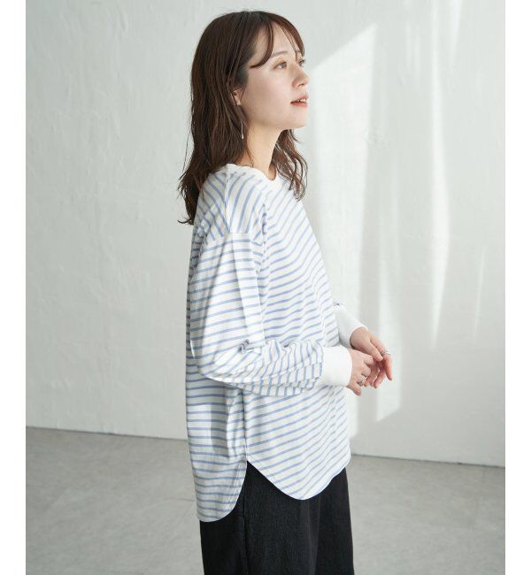 ikka「コットンUVケア裾ラウンドロンT」|Tシャツ・カットソー|