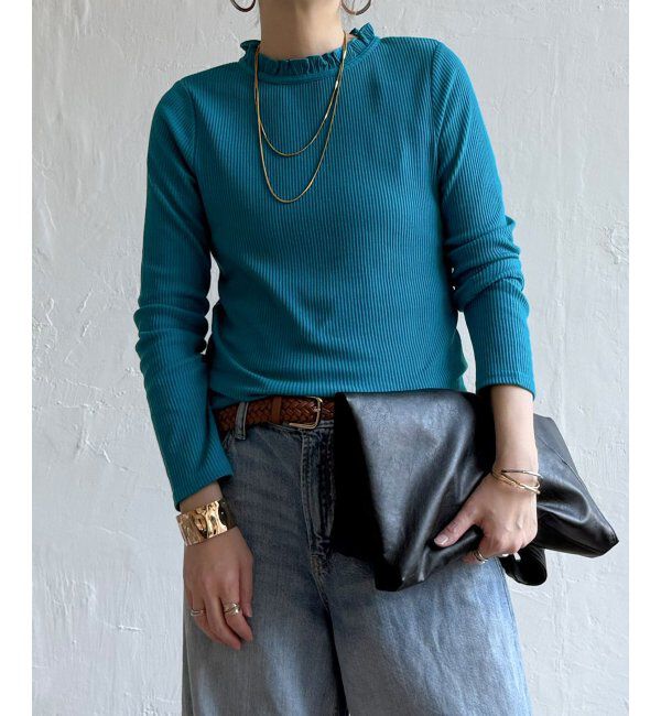 Lbc with Life「サンカクテレコエリフリルロンＴ」|Tシャツ・カットソー|ターコイズブルー