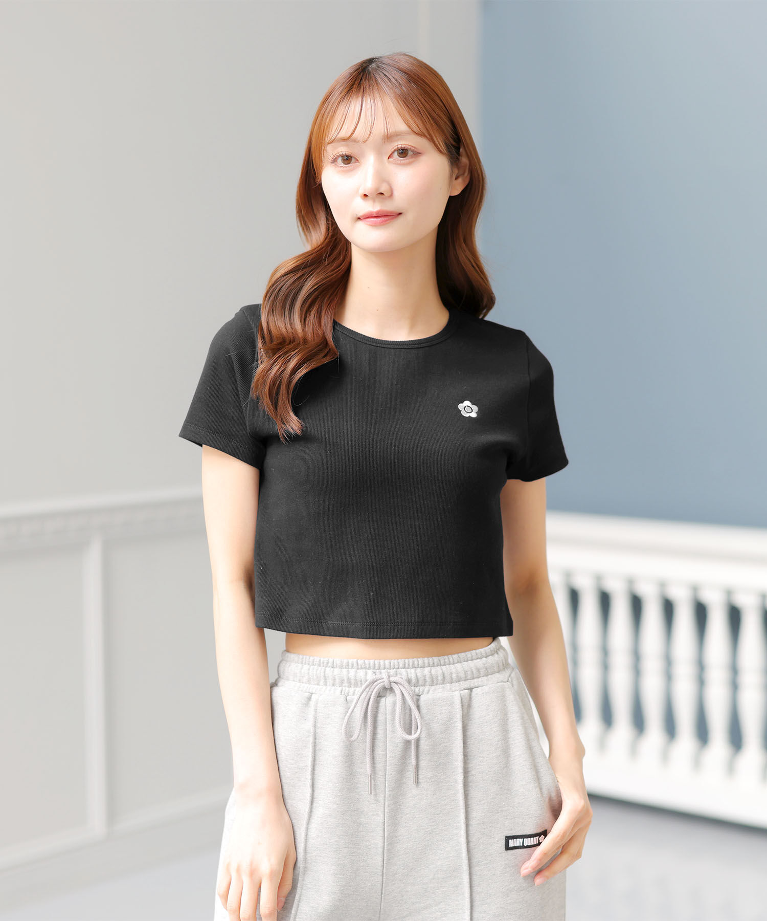 MARY QUANT「リブコンパクト Tシャツ」|Tシャツ・カットソー|ブラック