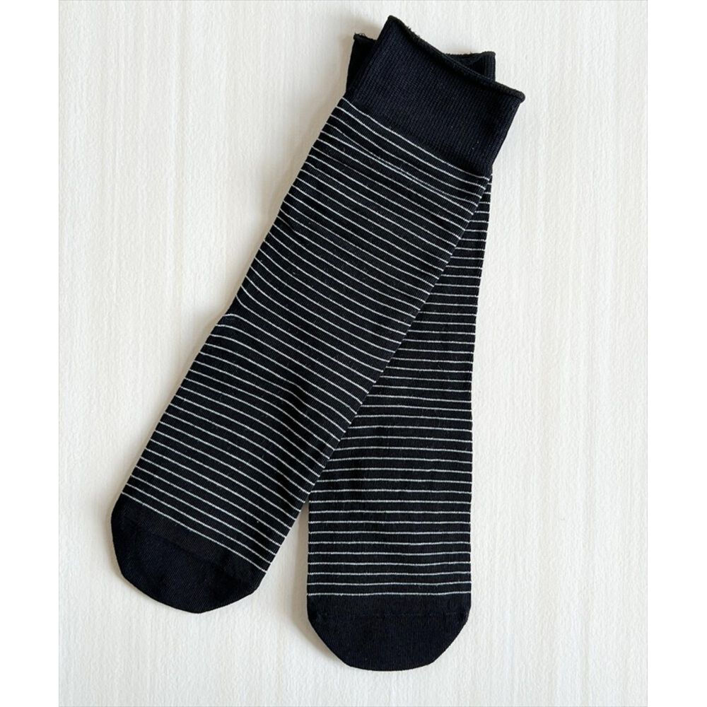 BACKYARD FAMILY「Diamond Hearts ソックス レディース ボーダー 通販 靴下 ミドルソックス」|ソックス|ブラック1