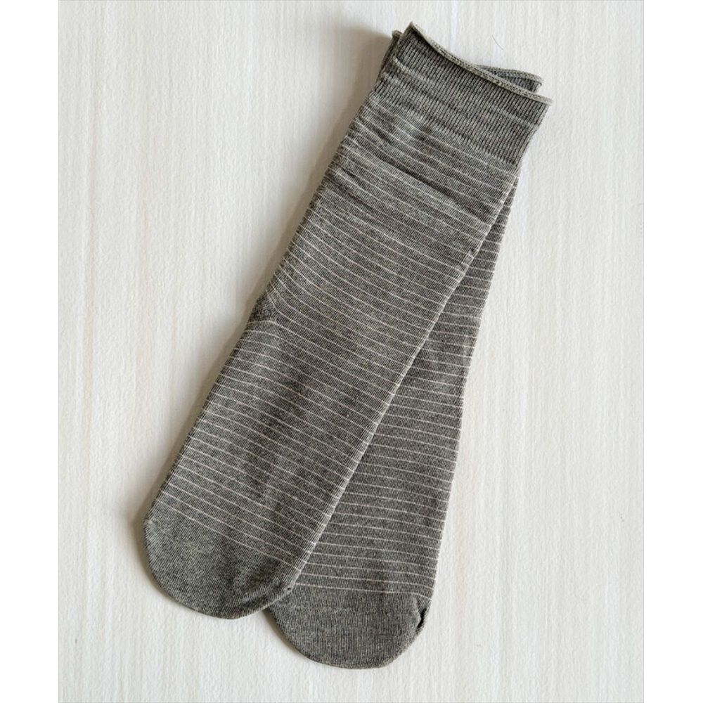 BACKYARD FAMILY「Diamond Hearts ソックス レディース ボーダー 通販 靴下 ミドルソックス」|ソックス|グレー2