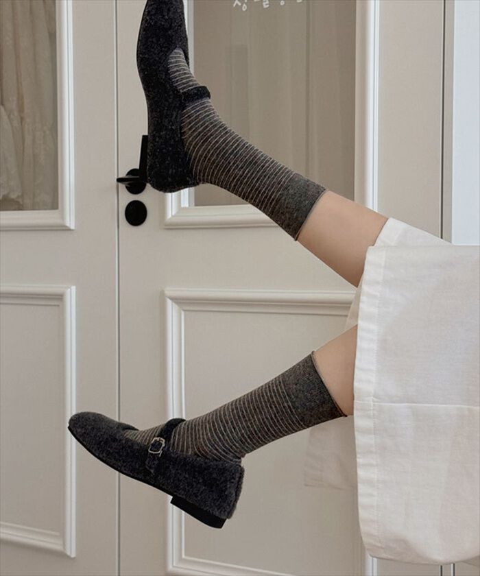 BACKYARD FAMILY「Diamond Hearts ソックス レディース ボーダー 通販 靴下 ミドルソックス」|ソックス|