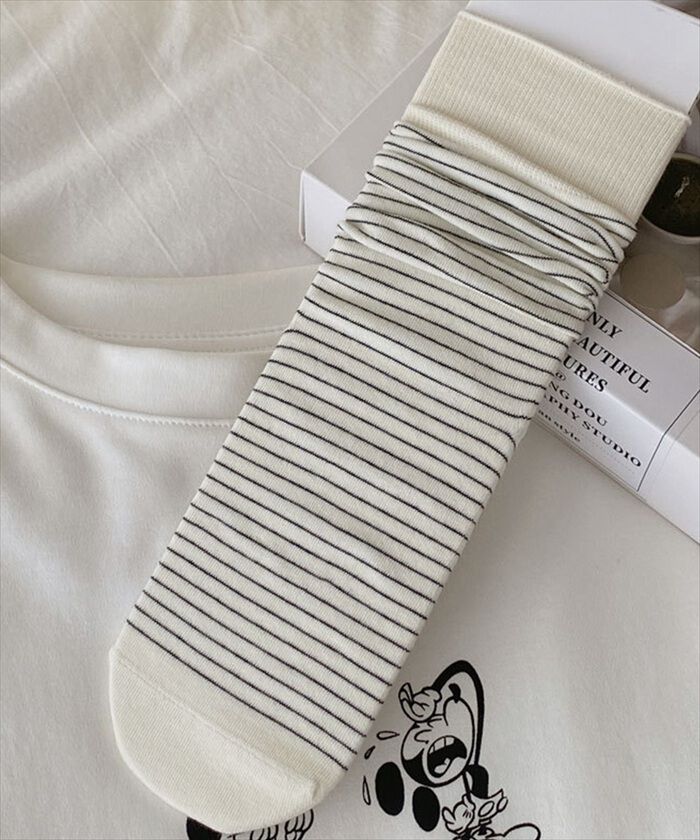 BACKYARD FAMILY「Diamond Hearts ソックス レディース ボーダー 通販 靴下 ミドルソックス」|ソックス|