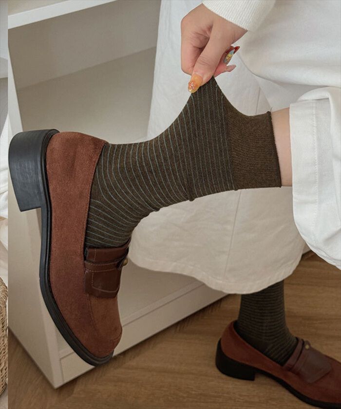 BACKYARD FAMILY「Diamond Hearts ソックス レディース ボーダー 通販 靴下 ミドルソックス」|ソックス|